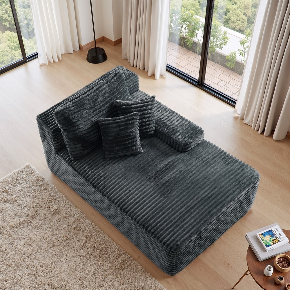 Oversized Upholstered Modular Sectional Chaise Lounge with Pillows