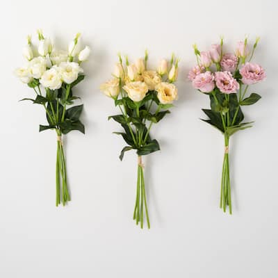 21"H Sullivans Pastel Lisianthus Bush Set of 3, Multicolor - 8"L x 3.5"W x 21"H