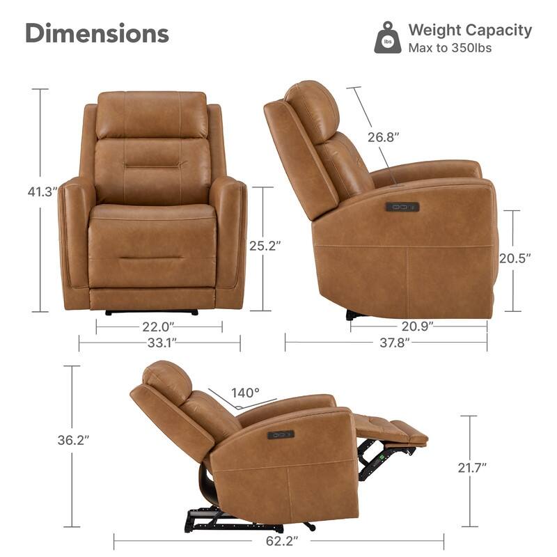 Spruce & Spring Power Recliner Chair Wall Hugger with Power Headrest
