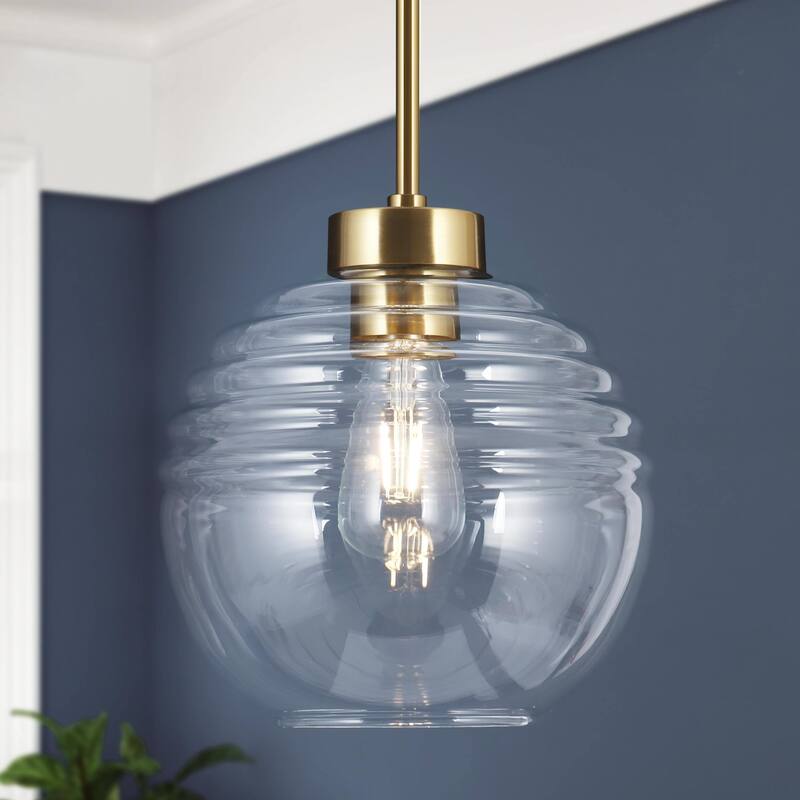 Mid-century Modern 1-light Gold Pendant Light Dimmable Kitchen Island Lighting - 10.6 inches