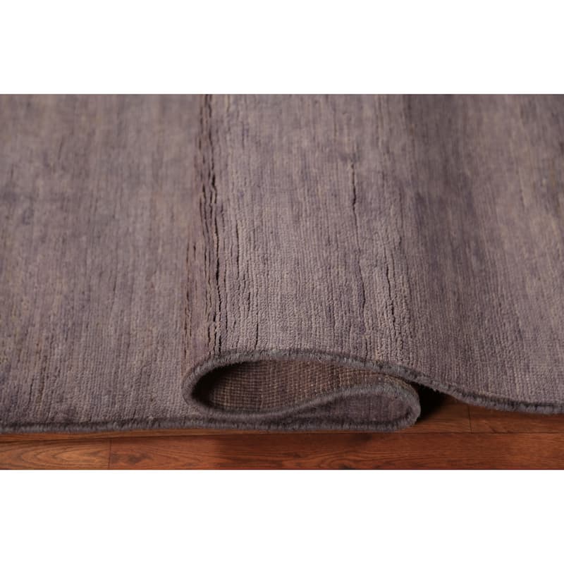 Modern Gabbeh Oriental Area Rug Hand-Knotted Grey Wool Carpet - 4'11" x 6'3"