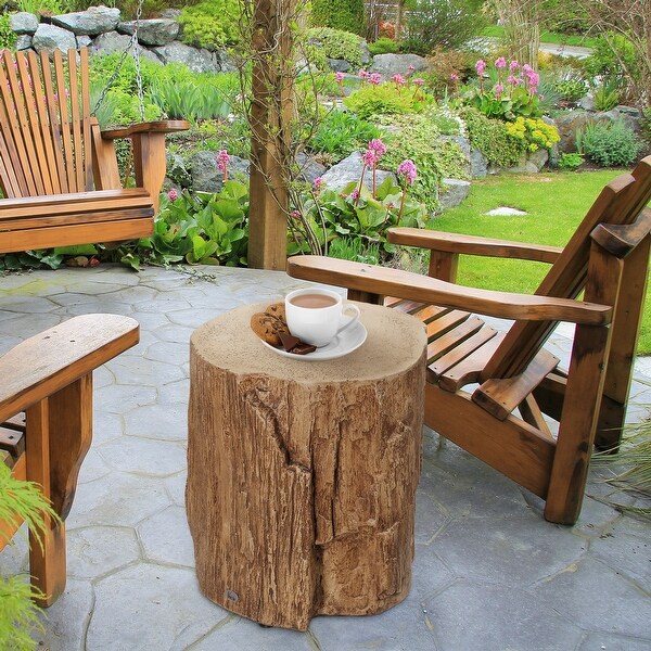 Wood stump outdoor side table discount