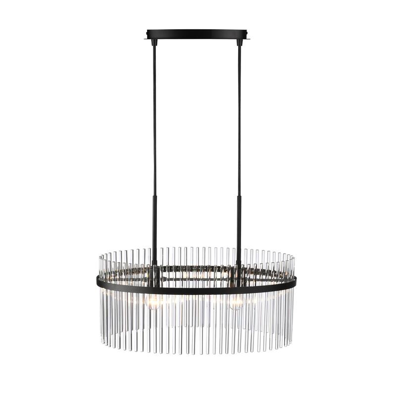 Artcraft Ava 2-Light Chandelier - Black with Clear Glass Rods Shade