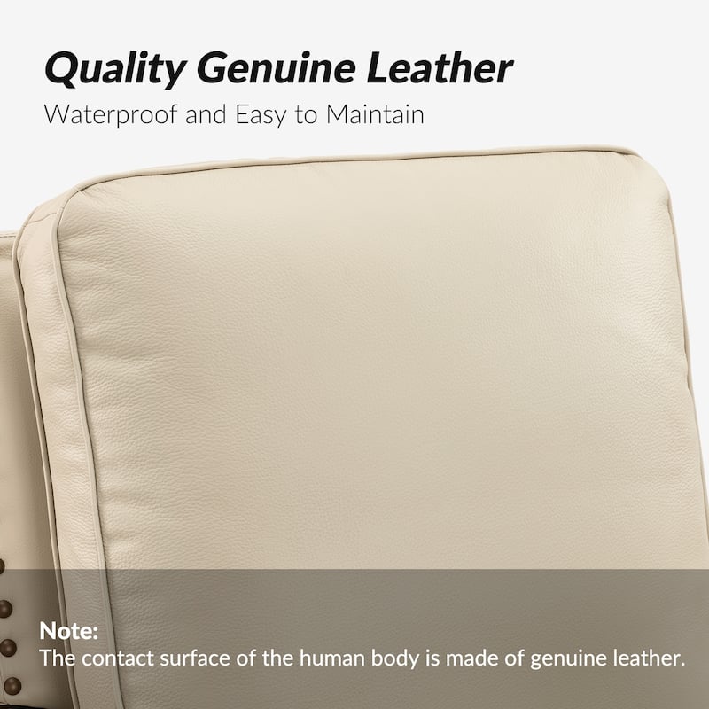 Cigar Mid-century Modern Genuine Leather Recliner with Nailhead Trim by HULALA HOME