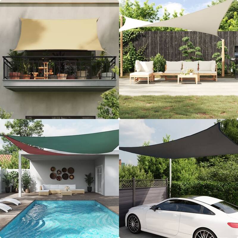 vidaXL Sun Shade Sail Patio Sun Screen with Fasteners Shade Canopy Sunshade - Black-118.1" x 177.2"