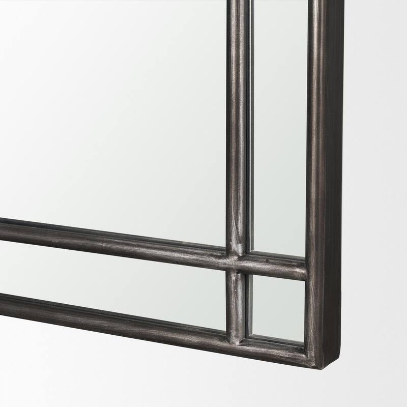 Tiffany is a sophisticated double arched metal framed mirror in a striking brushed black finish. - 34.3L x 1.5W x 48.3H