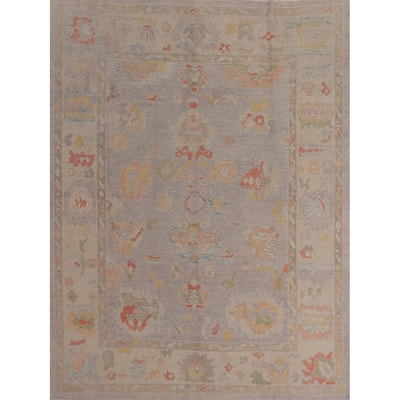 Hand Knotted Oriental 100% Wool Carpet Transitional All-Over Purples Oushak Area Rug - 9' 9'' X 7' 11''