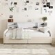 preview thumbnail 5 of 12, Twin Size Upholstered Platform Bed with Headboard and Storage Drawers, Velvet Fabric with Built-in Shelf