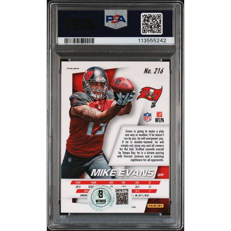 Mike Evans 2014 Panini Prizm Variation Signed Rookie Card #216 Auto Graded PSA - 8' x 11'