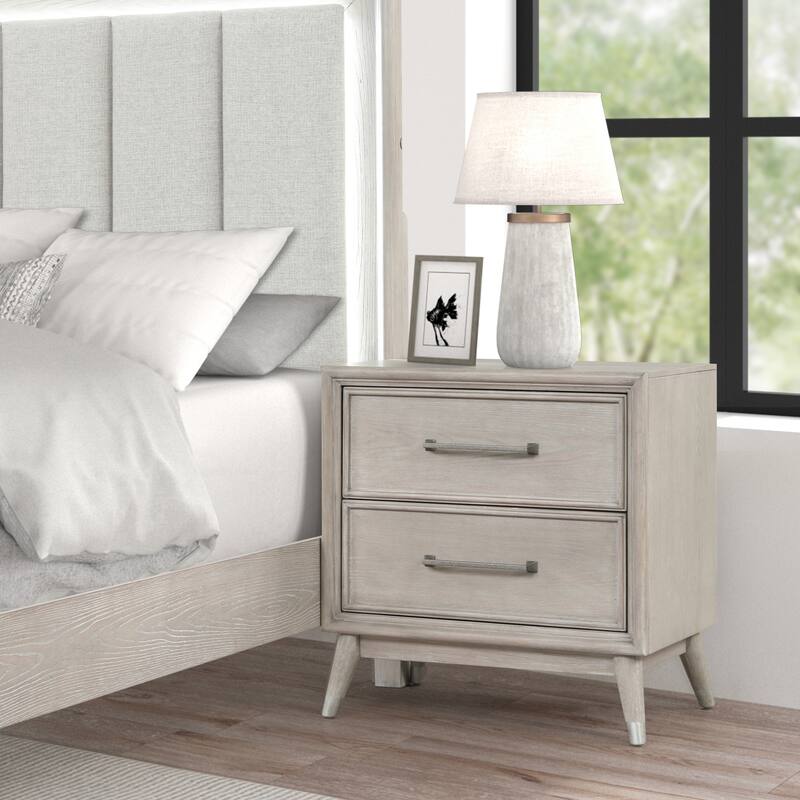 Roundhill Furniture Seluna 5-Piece Bedroom Set with Touch LED Lighting, Gray Oak Finish