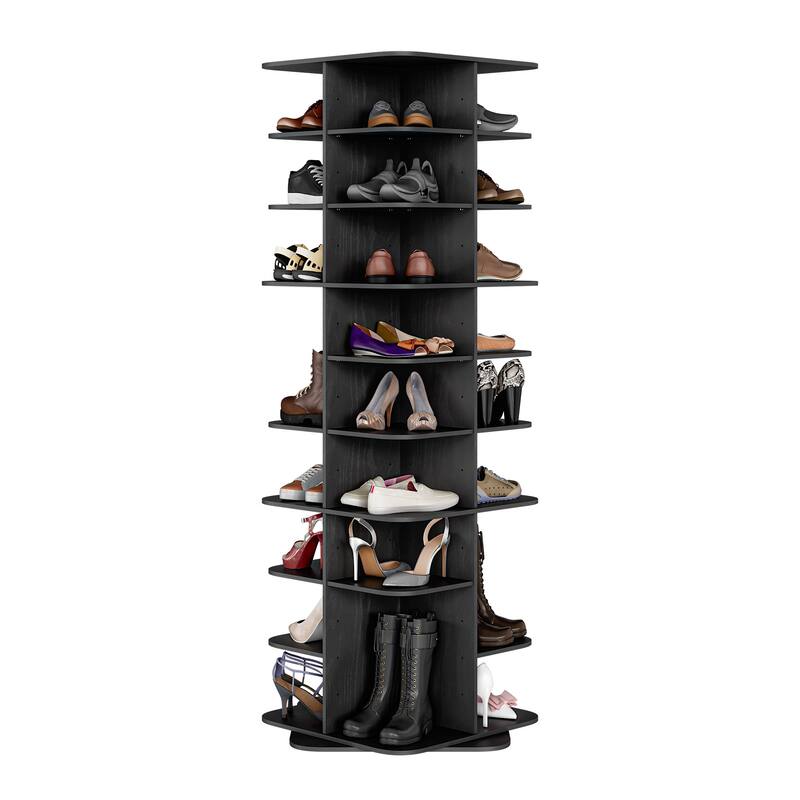 36 Pair Rotating Shoe Rack with Adjustable Shelves - 73.2'' H X 23.6'' W X 23.6'' D
