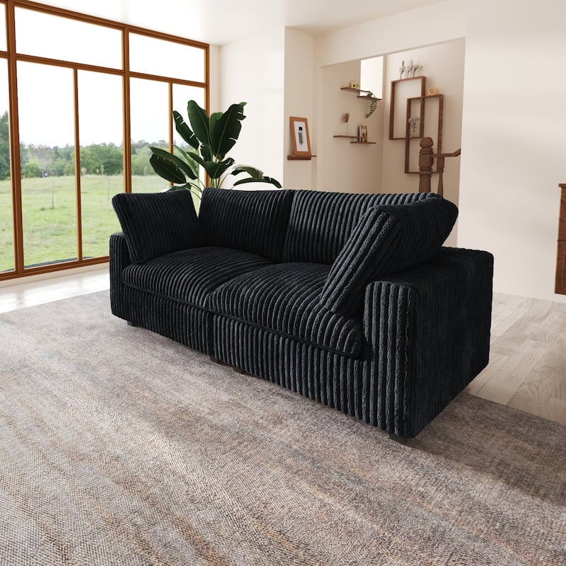 78'' Plush Fabric Loveseat Sofa Lounger Sleep Couch