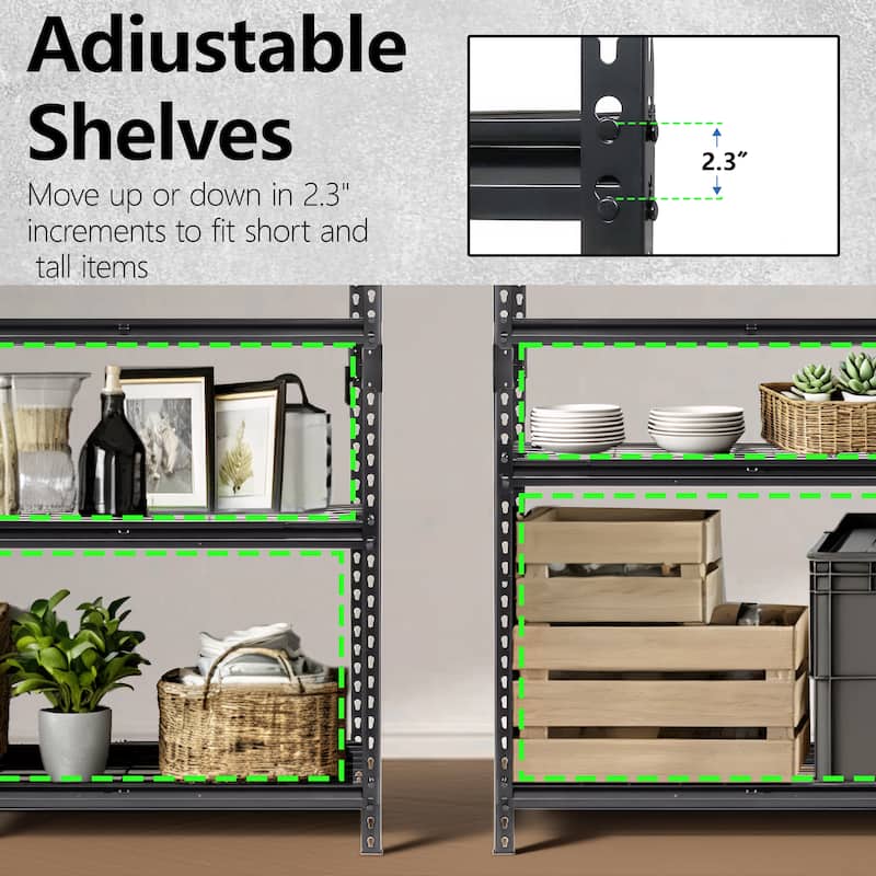 2-piece 5-Tier Storage Shelves set, Heavy-Duty Garage Shelving, Adjustable Shelving Unit, Steel Shelf, Boltless Assembly
