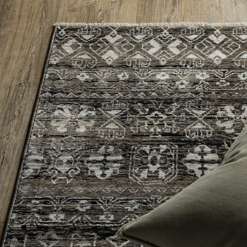 Style Haven Cádiz Nomadic Tribal Charcoal/Grey Area Rug