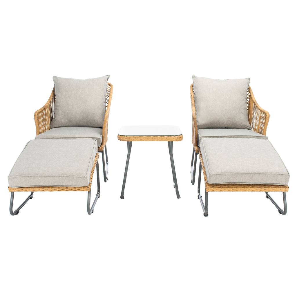 SAFAVIEH Outdoor Living Narda 5-piece Lounger Set - 26"W x 29"D x 32"H