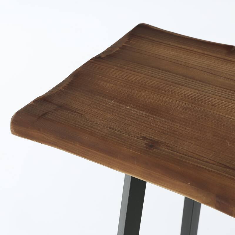 63" Solid Wood Pub Table, Industrial Metal Frame, Counter Height