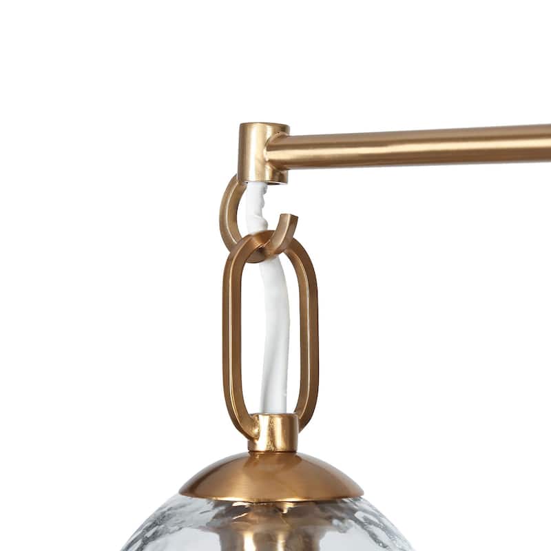 Blobfish Modern Gold 3-Light Chandelier Glass Wheel Semi-Flush Mount Lighting for Dining Room - D19.3"* H14.4"