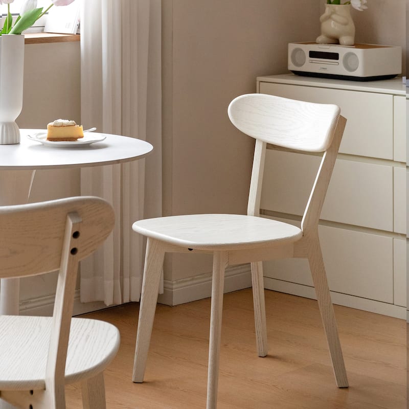 GDFStudio - Eliza Solid Oak Dining Chair with Comfortable Curved Back