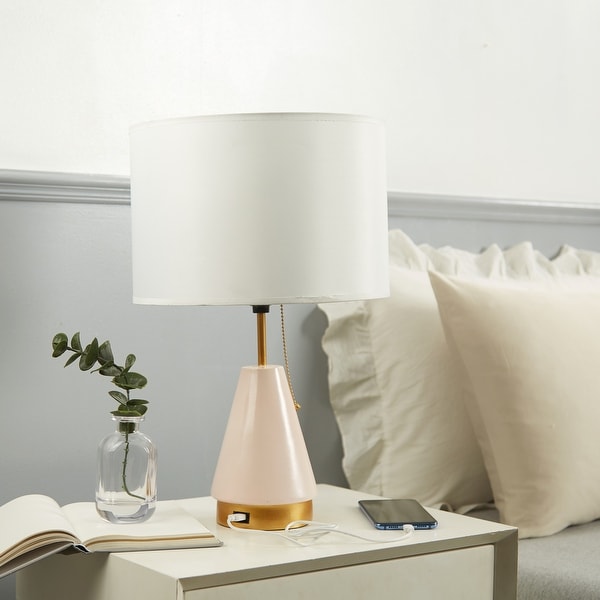 Urban Shop Metal Glass Table Lamp, Pink - 12.9"W x 20.7"H. Opens flyout.
