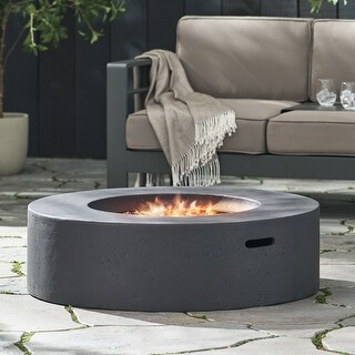 39 in. W x 39 in. D x 11.5 in. H Round Propane Burning Outdoor Fire Pit in Dark Grey
