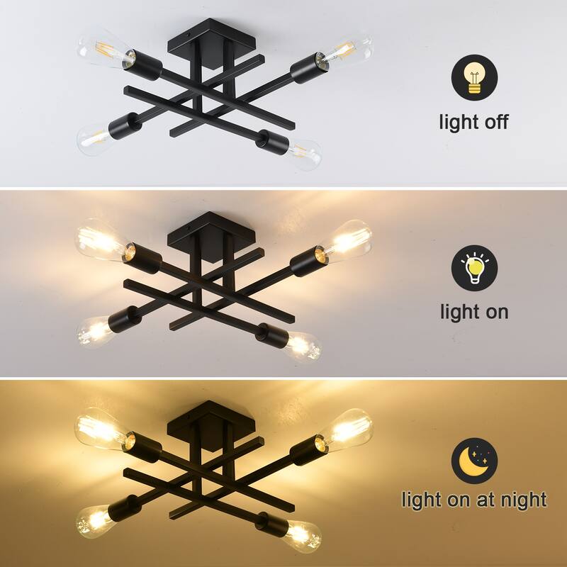 4-Light Modern Semi-Flush Mount Light for Kitchen Bedroom Living Room