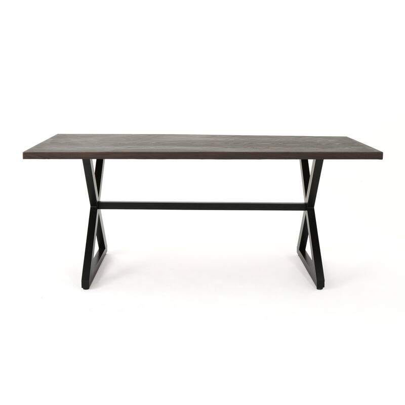 Outdoor Dining Table Aluminum Top Steel Frame Rectangular Patio Garden
