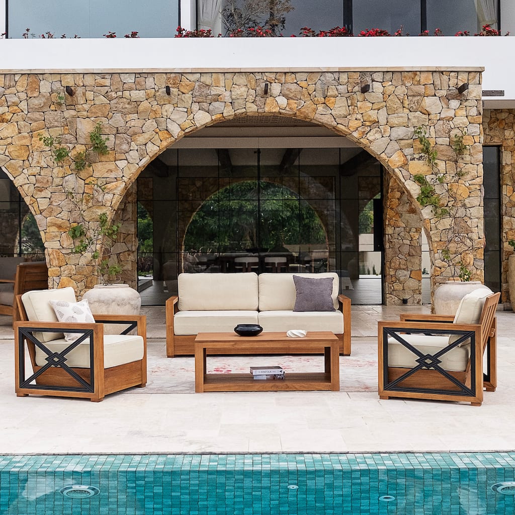 Cambridge Casual Provence Indonesian Teak 4-Piece Outdoor Conversation Set