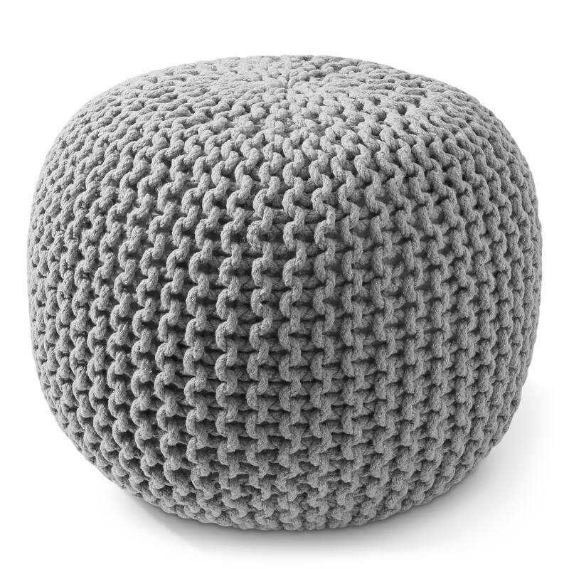 Cotton Pouf Ottomans Knit Foot Stool Pouffes for Living Room