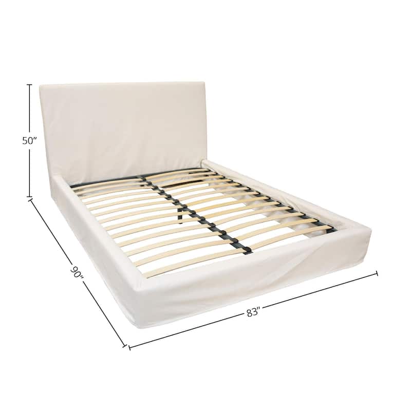 Collette Natural White Cotton Slip Cover Style Platform Panel Bed
