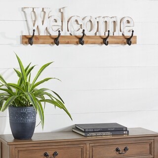 White Wood Farmhouse Wall Hook 10 x 31 x 3 - 31 x 3 x 10