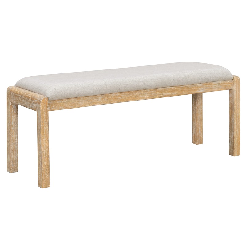 6-Piece Vintage Extendable Dining Table Set for 4-6 with 4 Upholstered Chairs & Bench, Rustic Wire-Brushed Kitchen Table