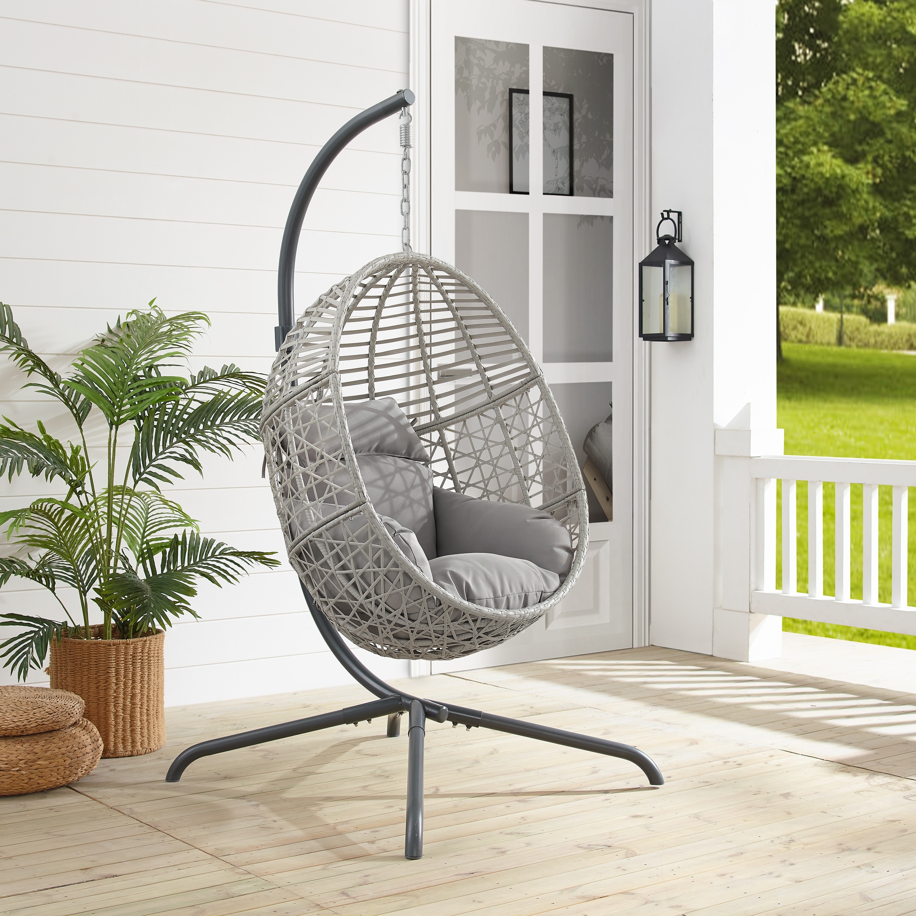 Crosley Furniture Lorelei Indoor/Outdoor Wicker Hanging Egg Chair - 57.13 inchx57.13 inchx76.75 inch