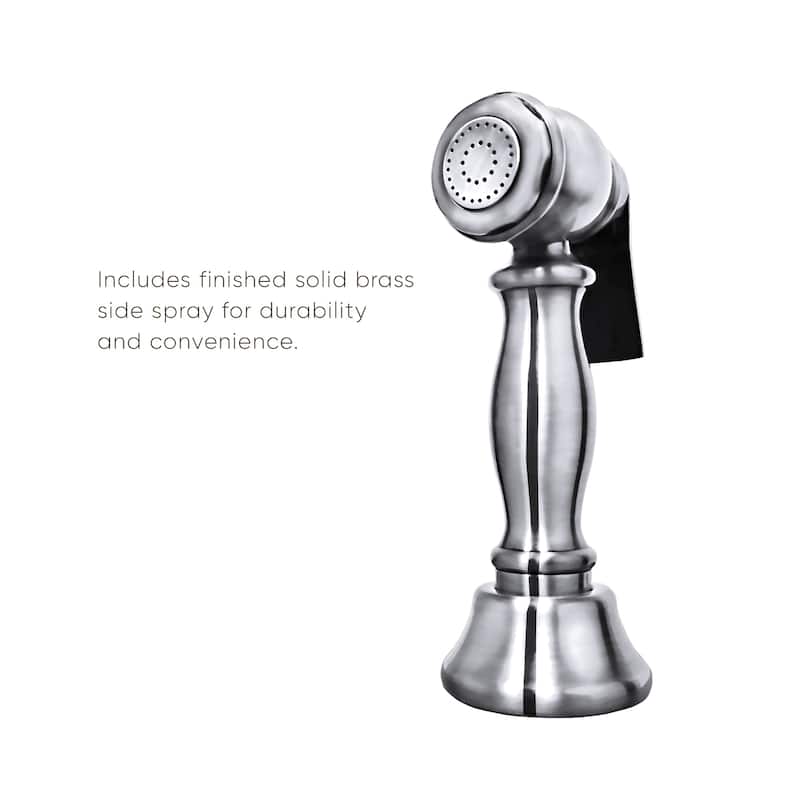 Vintage III Plus Bridge Faucet with Gooseneck Swivel Spout, Cross Handles and Solid Metal Side Spray
