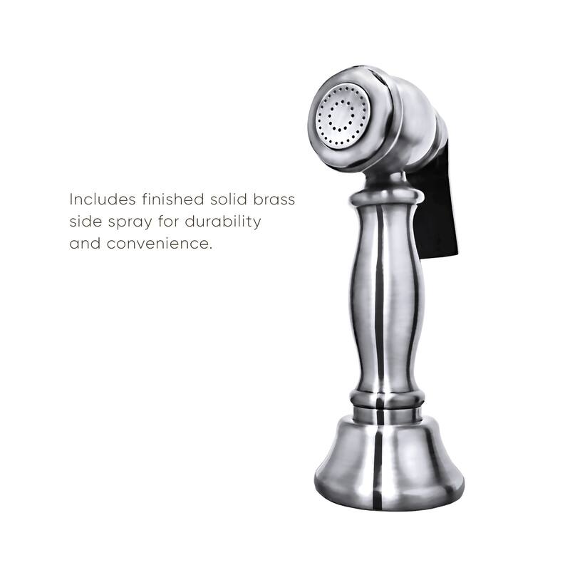 Vintage III Plus Bridge Faucet with Long Gooseneck Swivel Spout, Lever Handles and Solid Metal Side Spray
