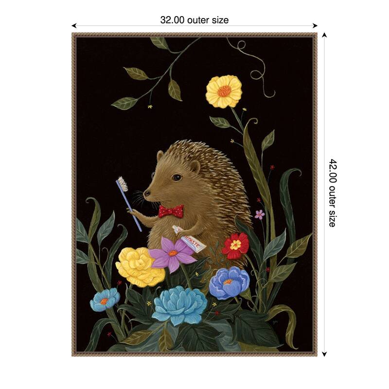 Beezys Teeth by Gina Matarazzo Framed Canvas Wall Art Print - 32 x 42 in