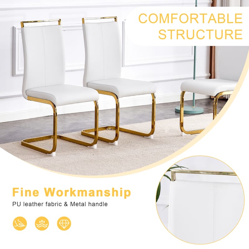 9-Piece Glass Dining Table Set for 8, 71" Rectangular Table with Gold Metal Base, 8 PU Dining Chairs for Kitchen, Dining Room