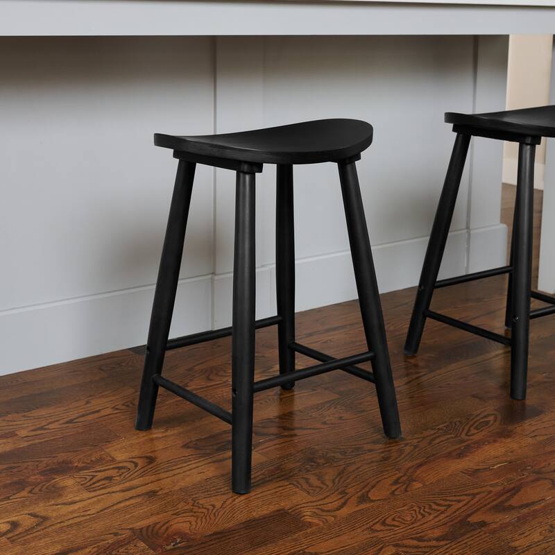 Maven Lane Luna Kitchen Stool - Rustic Black - Counter Height