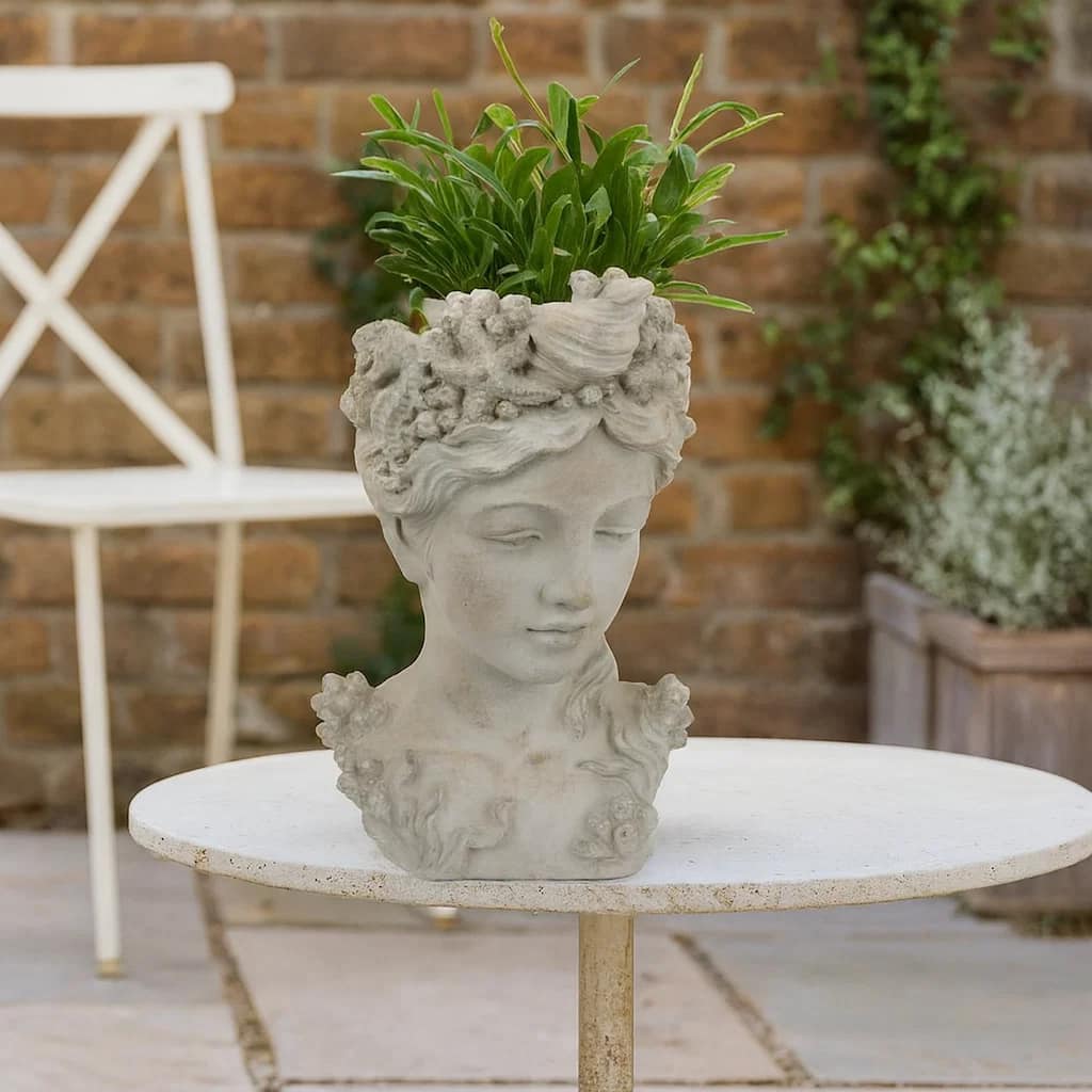 Lewis Bust Planter with Sea Life and Coral Patterns, White Terracotta -  Overstock - 43040653
