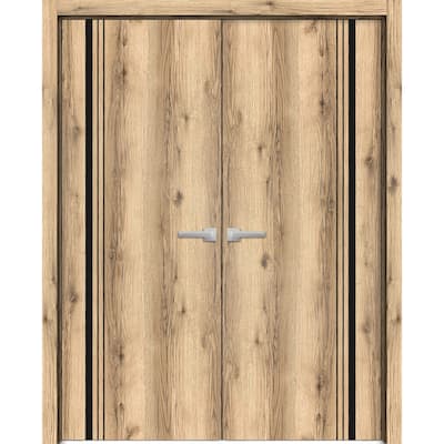 Solid French Double Doors 36 x 80 Planum 0011 Oak with