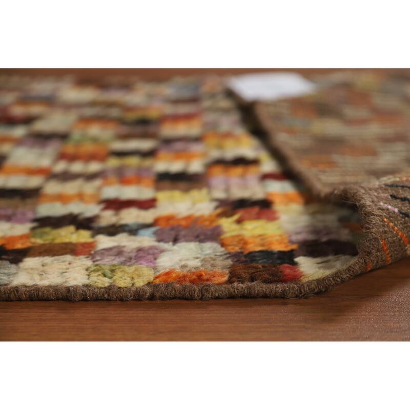 Checkered Tribal Moroccan Oriental Runner Rug Hand-Knotted Wool Carpet - 2'9" x 9'6"