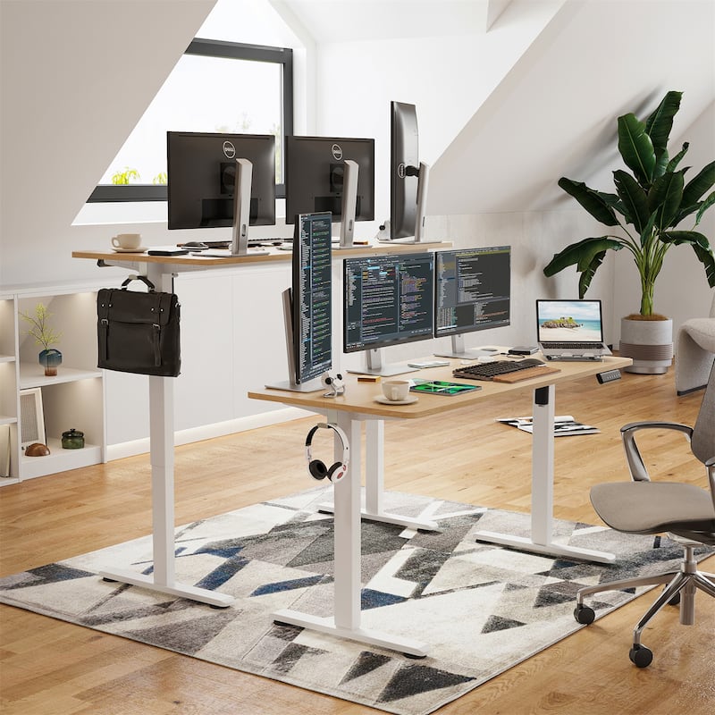 Electric Standing Adjustable Height Sit Stand Home Office Desk w/ Splice Board