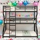 preview thumbnail 2 of 11, Full XL over Twin XL over Queen Size Triple Bunk Bed with Ladder,Unique Curved Metal Frame In A Black Finish,Black