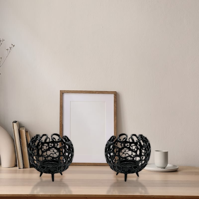 Decorative Handmade Aluminum Round Votive Candle holder Set of 2