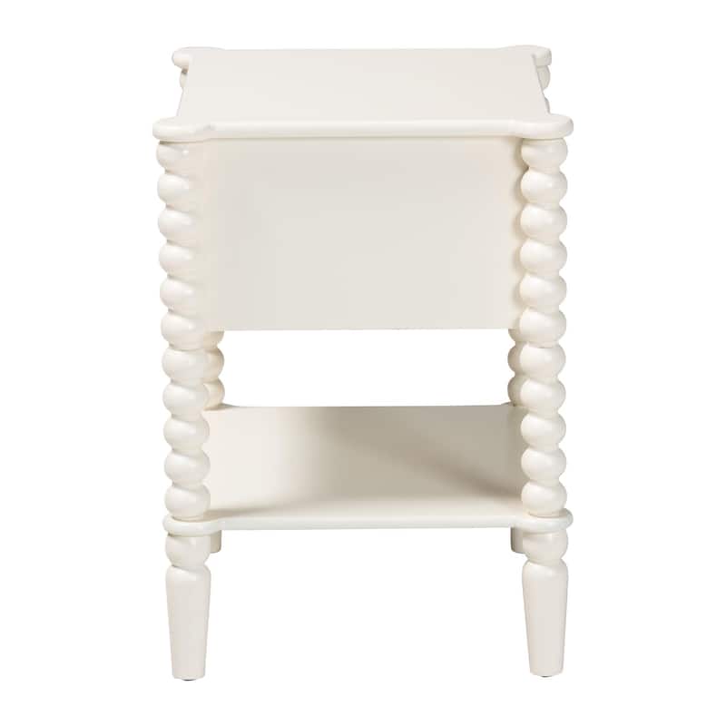 Rimona End Table with Bobbin Legs - 1-Drawer Accent Table with Spindle Turned Legs and Open Shelf, Cottage Farmhouse Side Table