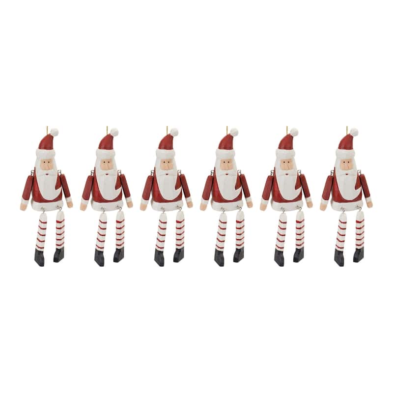 6ct Dangle Santa Christmas Ornaments 9"