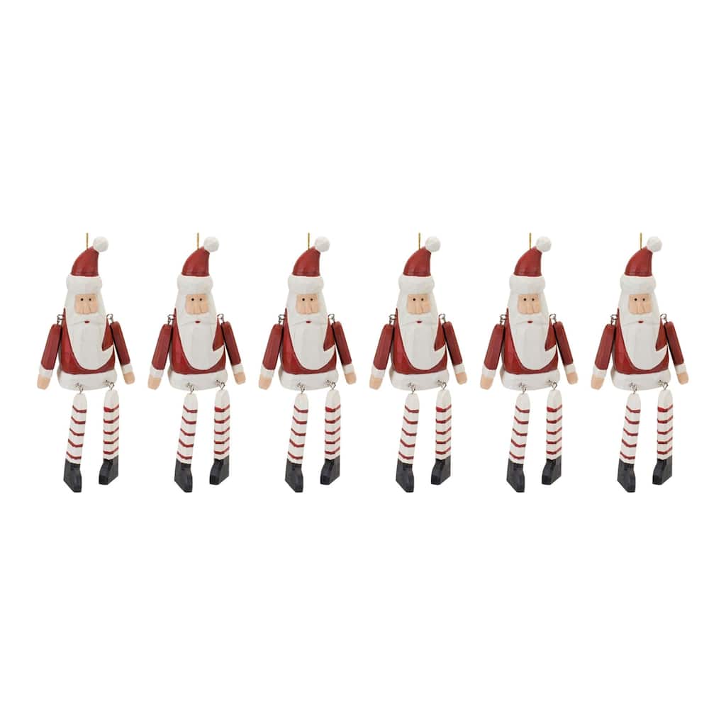 6ct Dangle Santa Christmas Ornaments 9"