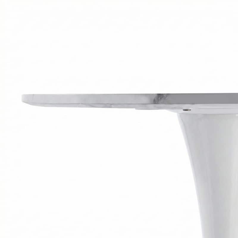 Bristol 24" Round Dining Table, Modern Pedestal Base Kitchen Table - Sintered Stone/MDF Top for Kitchen & Small Spaces