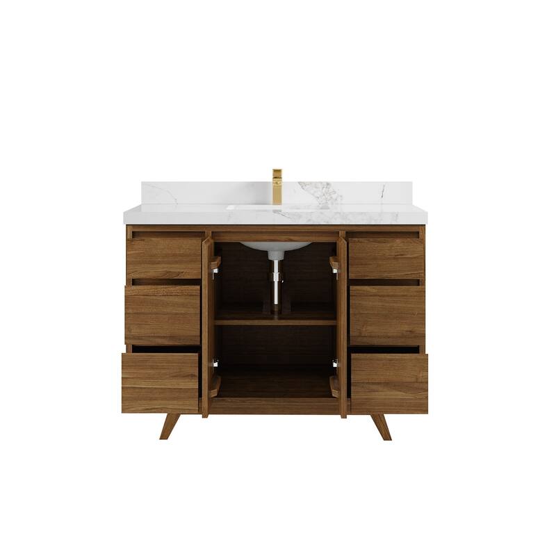 Willow Collections 48 in. W x 22 in. D Madison Teak Single Sink Bathroom Vanity with Countertop