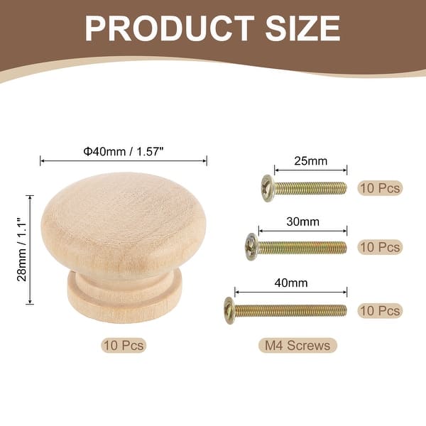 Round Wood Drawer Knob, Round Cabinet Knobs Mushroom Shape Wooden Knobs with Screws for Furniture Dresser Wardrobe Cupboard - 1.57" x 1.1" Round Wood Drawer Knob, Round Cabinet Knobs Mushroom Shape Wooden Knobs with Screws for Furniture Dresser Wardrobe Cupboard - 1.57" x 1.1"
