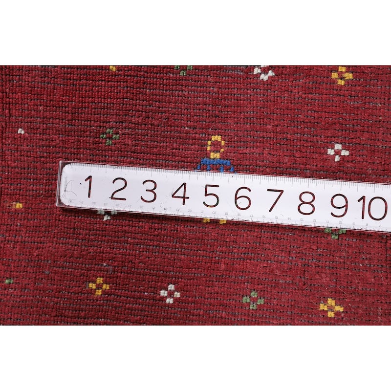 Tribal Gabbeh Oriental Area Rug Handmade Tribal Red Silk Carpet - 5'4" x 8'0"